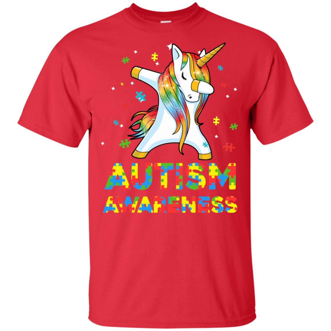 Dabbing Unicorn Puzzle Autism Awareness For Girls Youth-Youth Shirt-Youth T-Shirt-Red