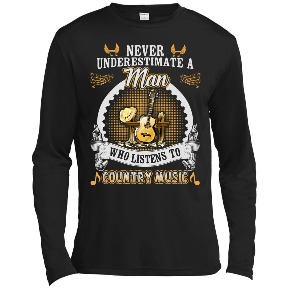 A Man Listen To Country Music-T-Shirt & Hoodie-Long Sleeve T-Shirt-Black