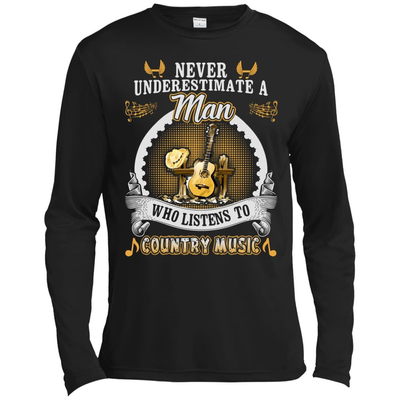 A Man Listen To Country Music-T-Shirt & Hoodie-Long Sleeve T-Shirt-Black