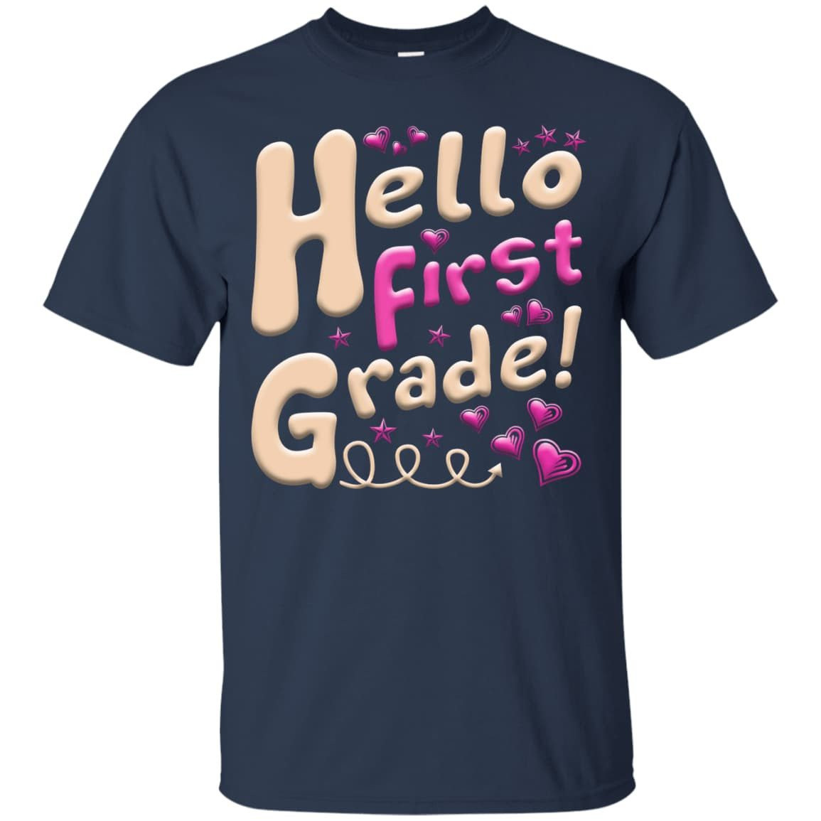 Hello First Grade First Day Of School-T-Shirt & Hoodie-Classic T-Shirt-Navy
