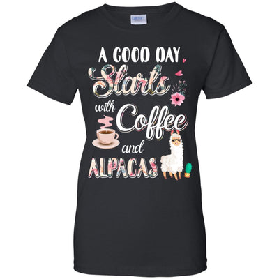 A Good Day Starts With Coffee And Alpacas Lover Gift-T-Shirt & Tank Top-Women's T-Shirt-Black
