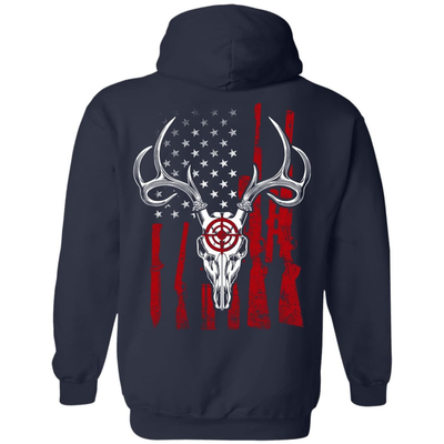 Deer Hunting American Flag-T-Shirt & Hoodie-Pullover Hoodie-Navy