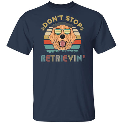 Don't Stop Retrieving Vintage Retro Golden Retriever-T-Shirt & Hoodie-Classic T-Shirt-Navy
