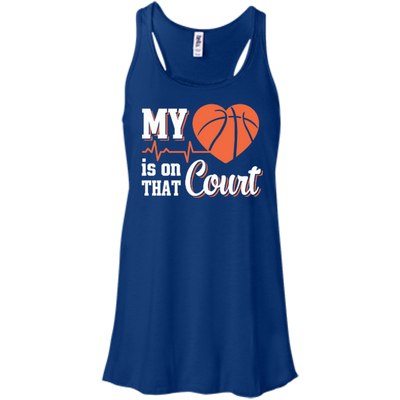 My Heart Is On That Court Basketball-T-Shirt & Hoodie-Women's Flowy Racerback Tank-True Royal