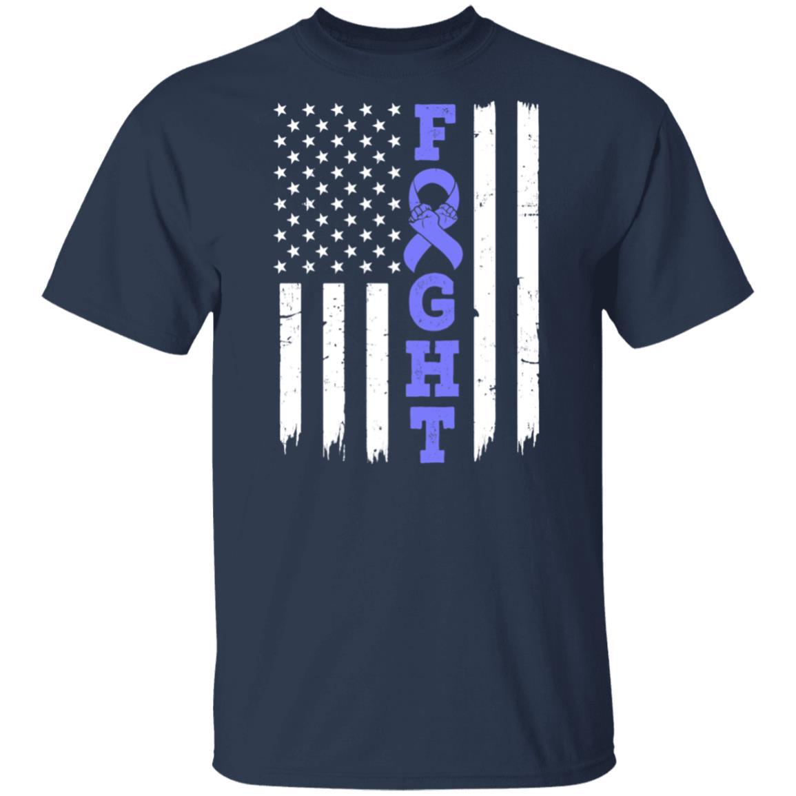 Stomach Cancer Awareness American Flag Distressed-T-Shirt & Hoodie-Classic T-Shirt-Navy