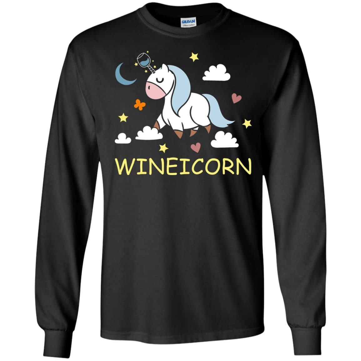Funny Wine Unicorn Wineicorn-T-Shirt & Hoodie-Long Sleeve T-Shirt-Black