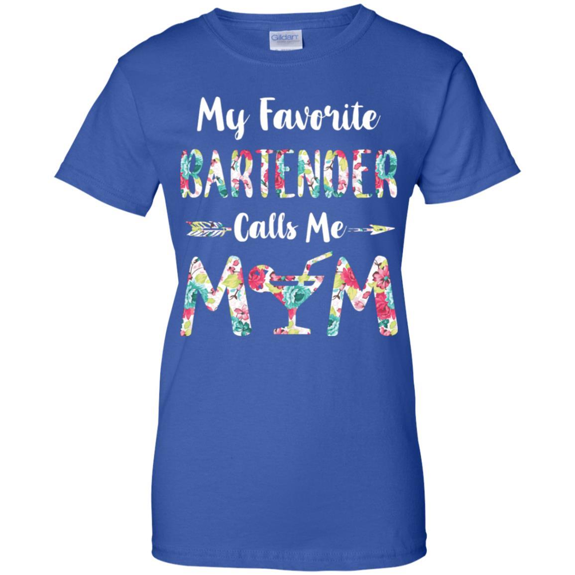Floral My Favorite Bartender Calls Me Mom Mothers Day Gift-T-Shirt & Hoodie-Women's T-Shirt-Royal