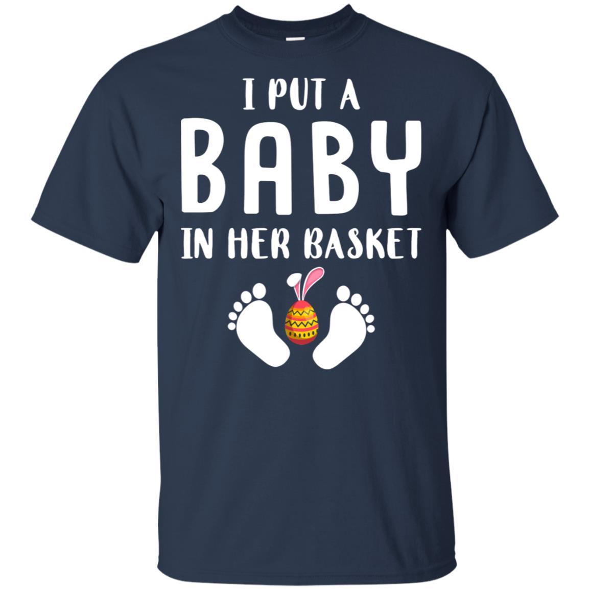 I Put A Baby In Her Basket Easter Pregnancy-T-Shirt & Hoodie-Classic T-Shirt-Navy