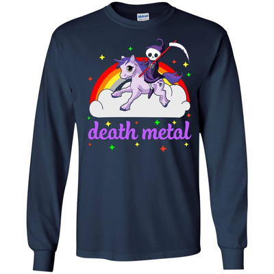 Death Metal Rocker Unicorn-T-Shirt & Hoodie-Long Sleeve T-Shirt-Navy