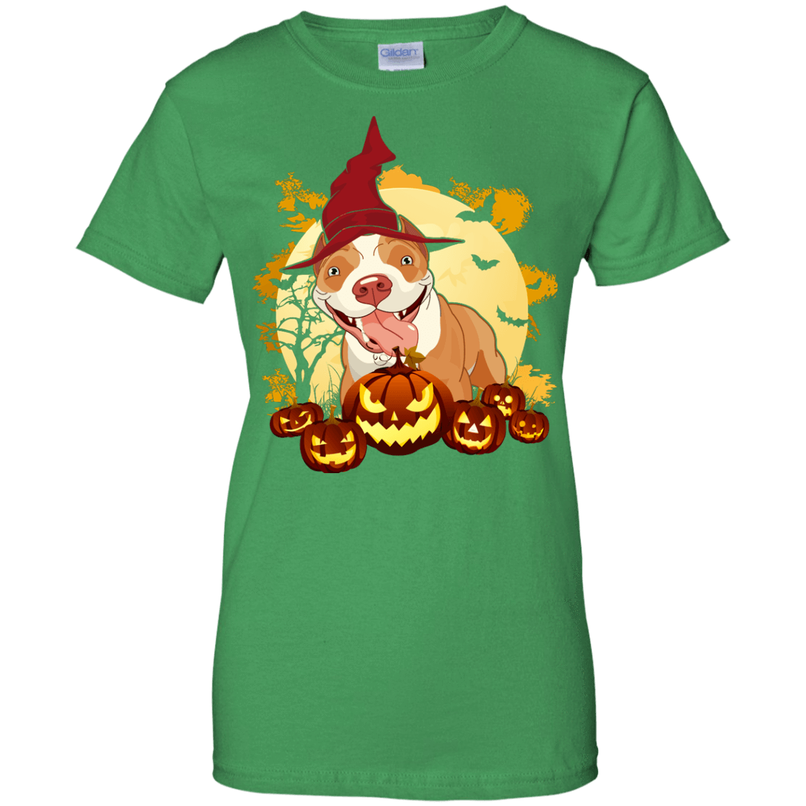 Pitbull Halloween Pumpkin-T-Shirt & Hoodie-Women's T-Shirt-Irish Green