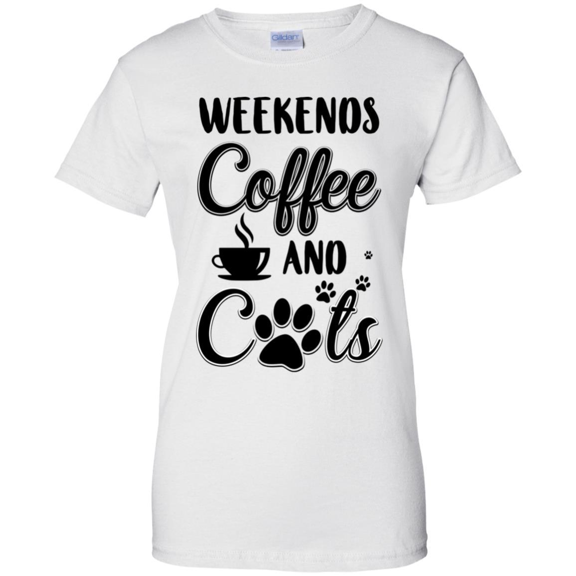 Weekends Coffee And Cats Lover Gifts-T-Shirt & Tank Top-Women's T-Shirt-White