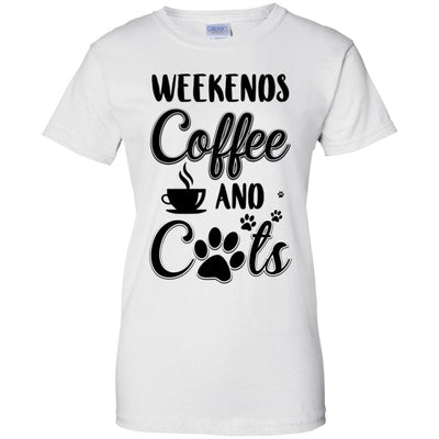 Weekends Coffee And Cats Lover Gifts-T-Shirt & Tank Top-Women's T-Shirt-White