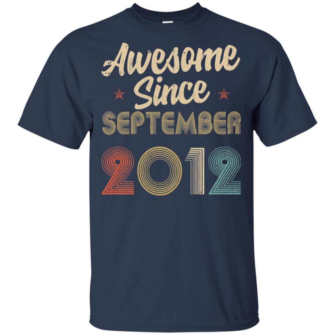 Awesome Since September 2012 Vintage 9th Birthday Gifts Youth-Youth Shirt-Youth T-Shirt-Navy