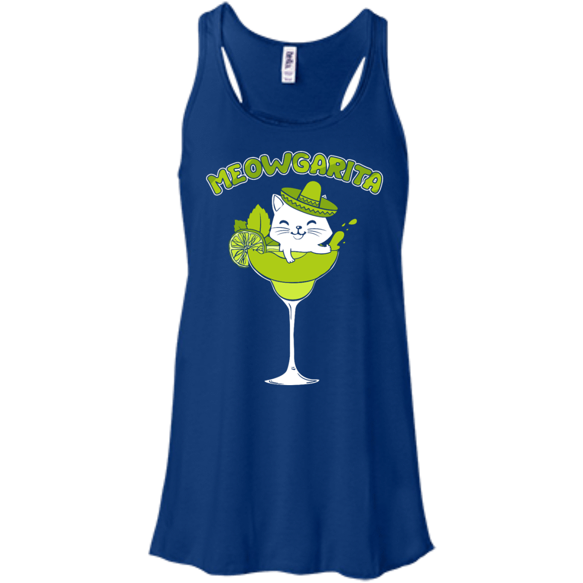 Meowgarita Margarita Cat Lover T Shirt-T-Shirt & Hoodie-Women's Flowy Racerback Tank-True Royal