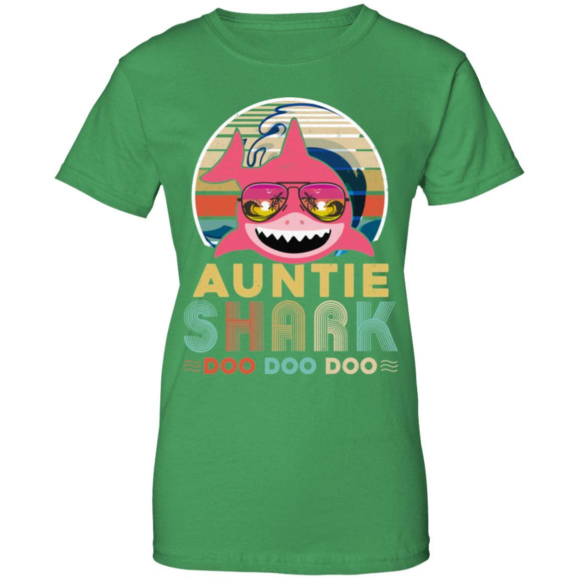 Retro Vintage Auntie Shark Doo Doo Doo-T-Shirt & Hoodie-Women's T-Shirt-Irish Green