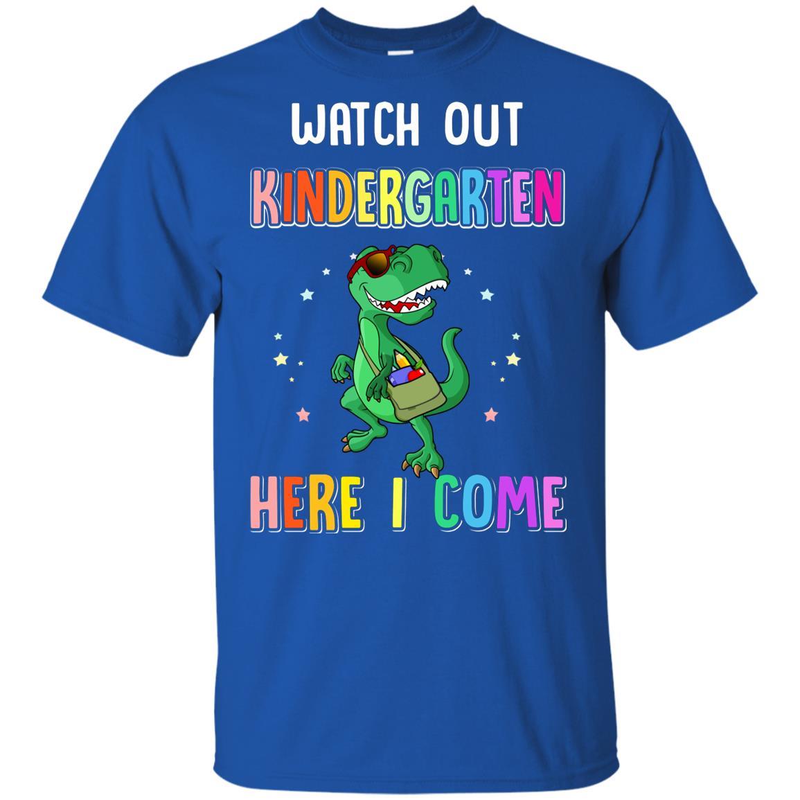 Kindergarten Here I Come Dinosaur Back To School Youth-Youth Shirt-Youth T-Shirt-Royal