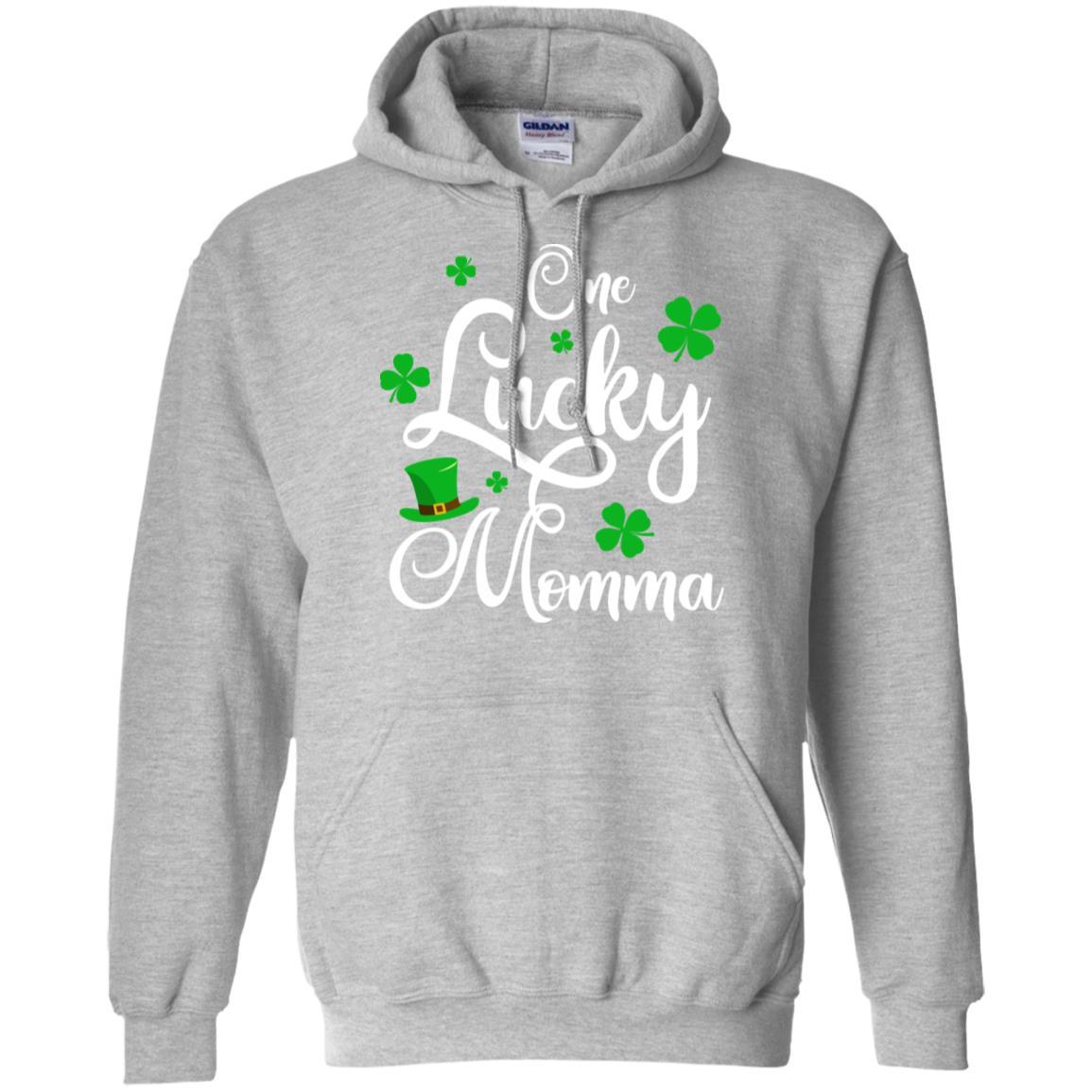 One Lucky Momma St Patricks Day For Mom-T-Shirt & Hoodie-Pullover Hoodie-Sport Grey
