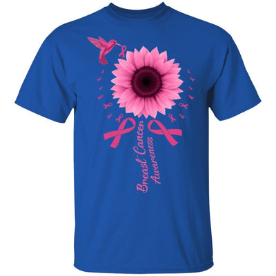 Hummingbird Sunflower Pink Ribbon Breast Cancer Awareness-T-Shirt & Hoodie-Classic T-Shirt-Royal