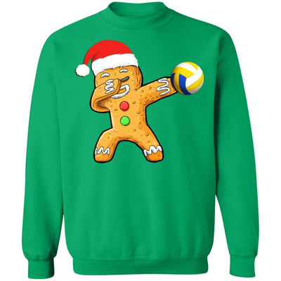 Dabbing Gingerbread Santa Volleyball Christmas Pajama Gifts-T-Shirt & Sweatshirt-Crewneck Sweatshirt-Irish Green