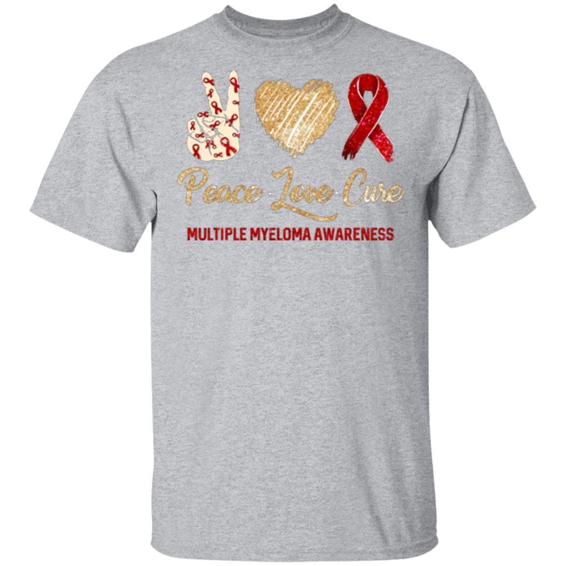 Peace Love Cure Multiple Myeloma Awareness-T-Shirt & Hoodie-Classic T-Shirt-Sport Grey