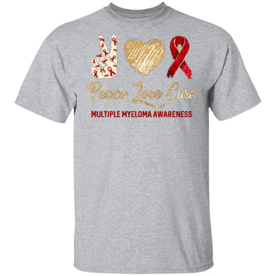 Peace Love Cure Multiple Myeloma Awareness-T-Shirt & Hoodie-Classic T-Shirt-Sport Grey