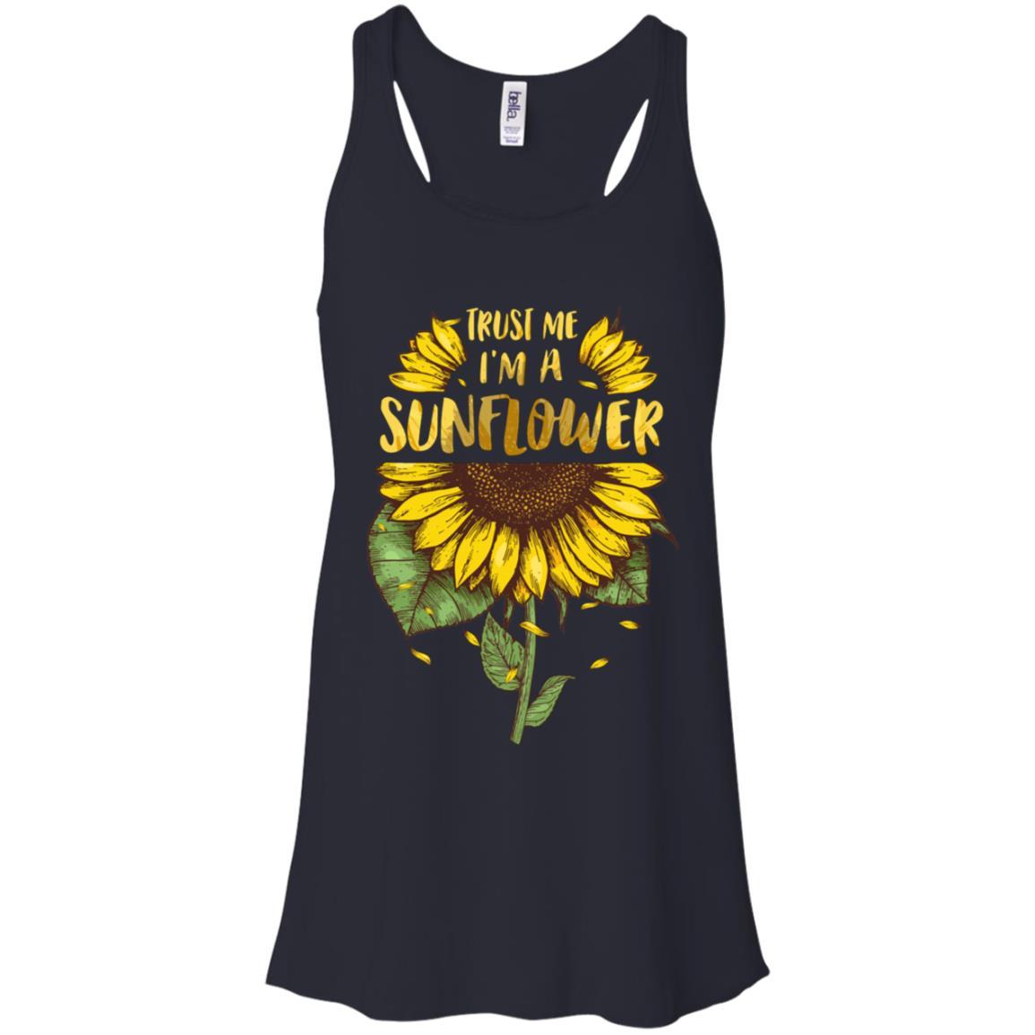 Trust Me I'm A Sunflower For Girls-T-Shirt & Tank Top-Women's Flowy Racerback Tank-Midnight