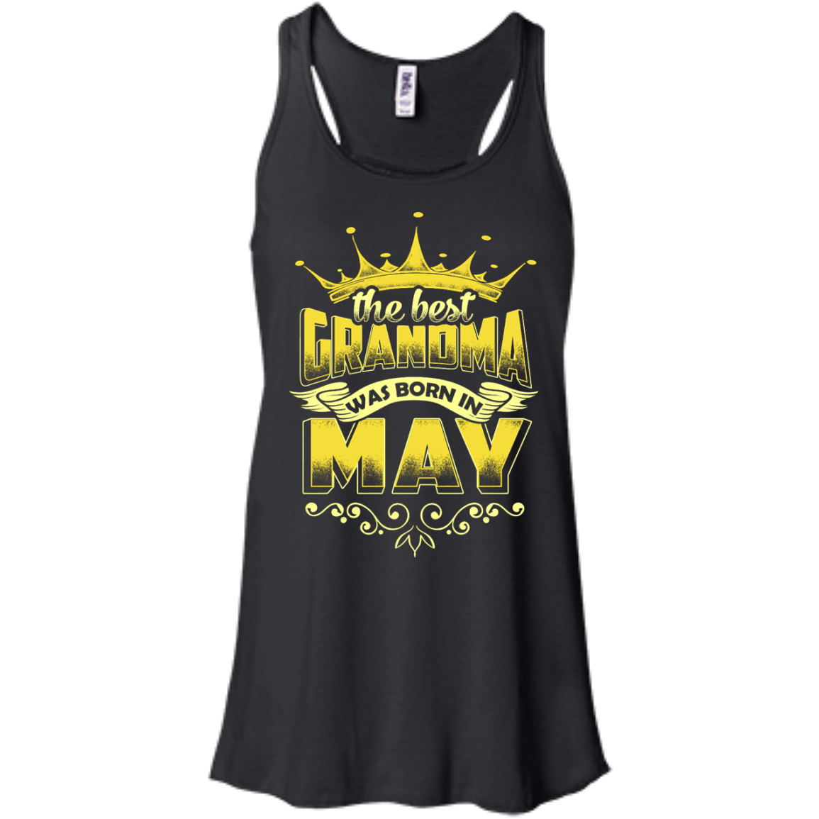 The Best Grandma Was Born In May-T-Shirt & Hoodie-Women's Flowy Racerback Tank-Black