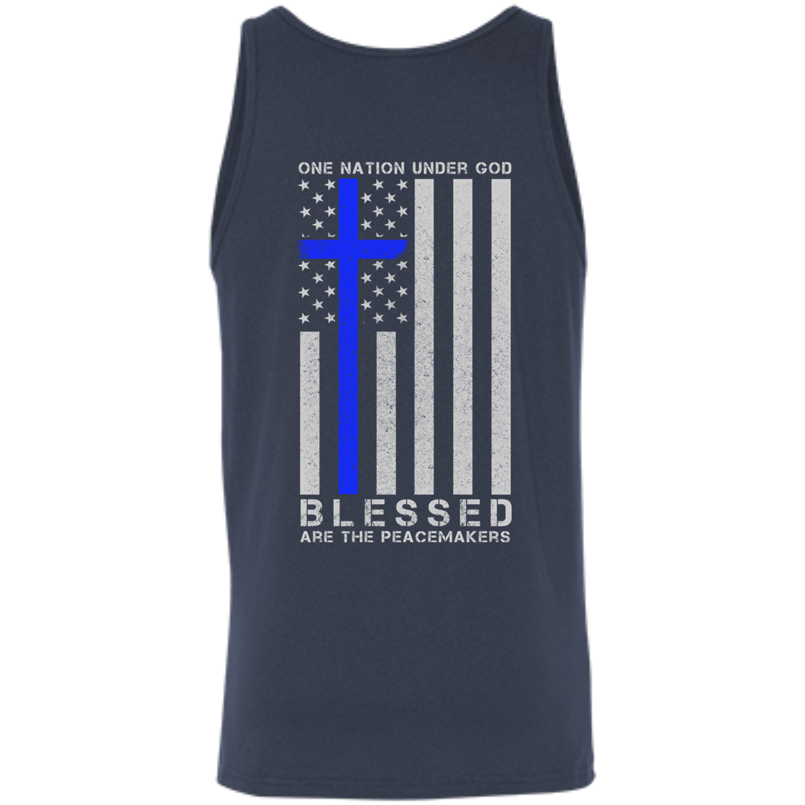 One Nation Under God Thin Blue Line-T-Shirt & Hoodie-Unisex Tank-Navy