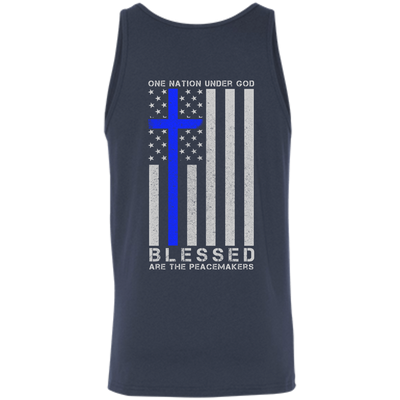 One Nation Under God Thin Blue Line-T-Shirt & Hoodie-Unisex Tank-Navy