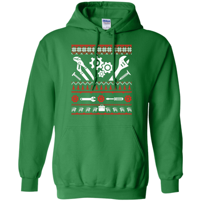Mechanic Christmas Sweater-T-Shirt & Hoodie-Pullover Hoodie-Irish Green