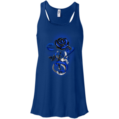 Rose tattoo Police Thin Blue Line-T-Shirt & Hoodie-Women's Flowy Racerback Tank-True Royal