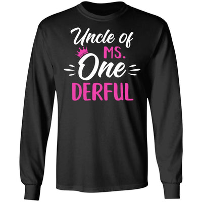 Uncle Of Ms Onederful 1st Birthday Party Costumes Gifts-T-Shirt & Hoodie-Long Sleeve T-Shirt-Black