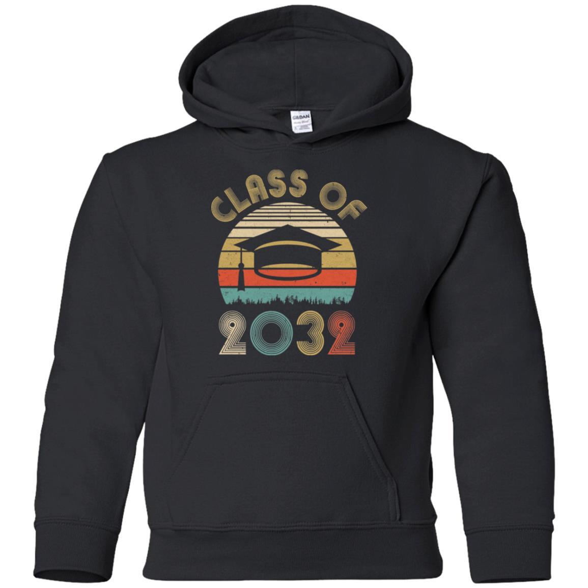 Class Of 2032 Grow With Me Graduation First Day Of School Youth-Youth Shirt-Youth Pullover Hoodie-Black