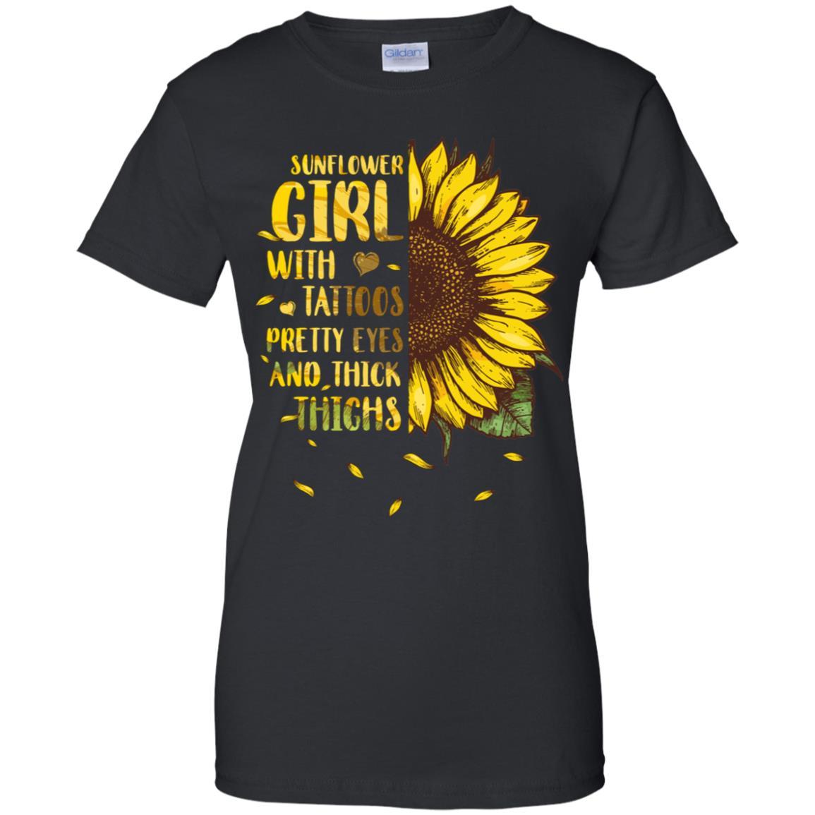 Sunflower Girl Tattoos Pretty Eyes Thick Thighs Tattoo-T-Shirt & Tank Top-Women's T-Shirt-Black