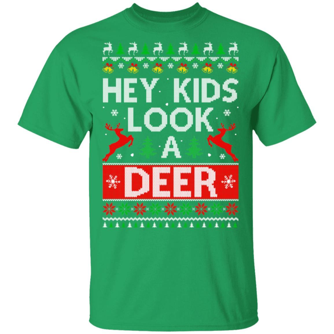 Hey Kids Look A Deer Family Ugly Sweater Christmas-T-Shirt & Sweatshirt-Classic T-Shirt-Irish Green