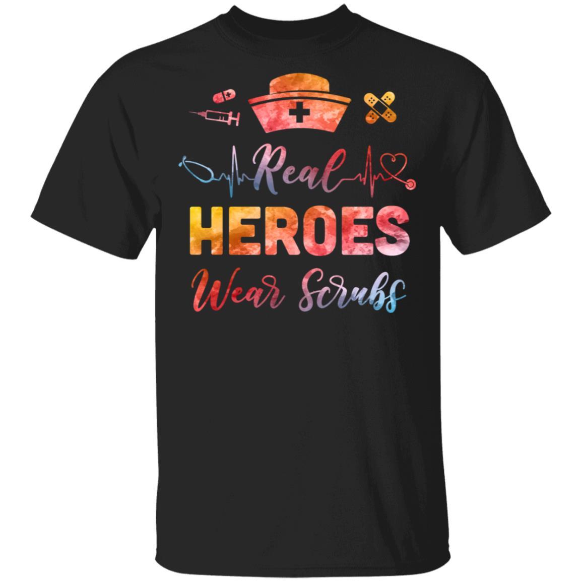 Nurse Nursing Strong Real Heroes Wear Scrubs Women Gifts-T-Shirt & Tank Top-Classic T-Shirt-Black