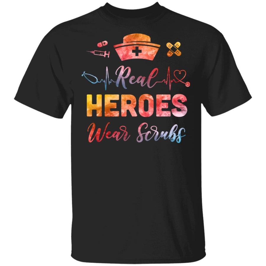 Nurse Nursing Strong Real Heroes Wear Scrubs Women Gifts-T-Shirt & Tank Top-Classic T-Shirt-Black