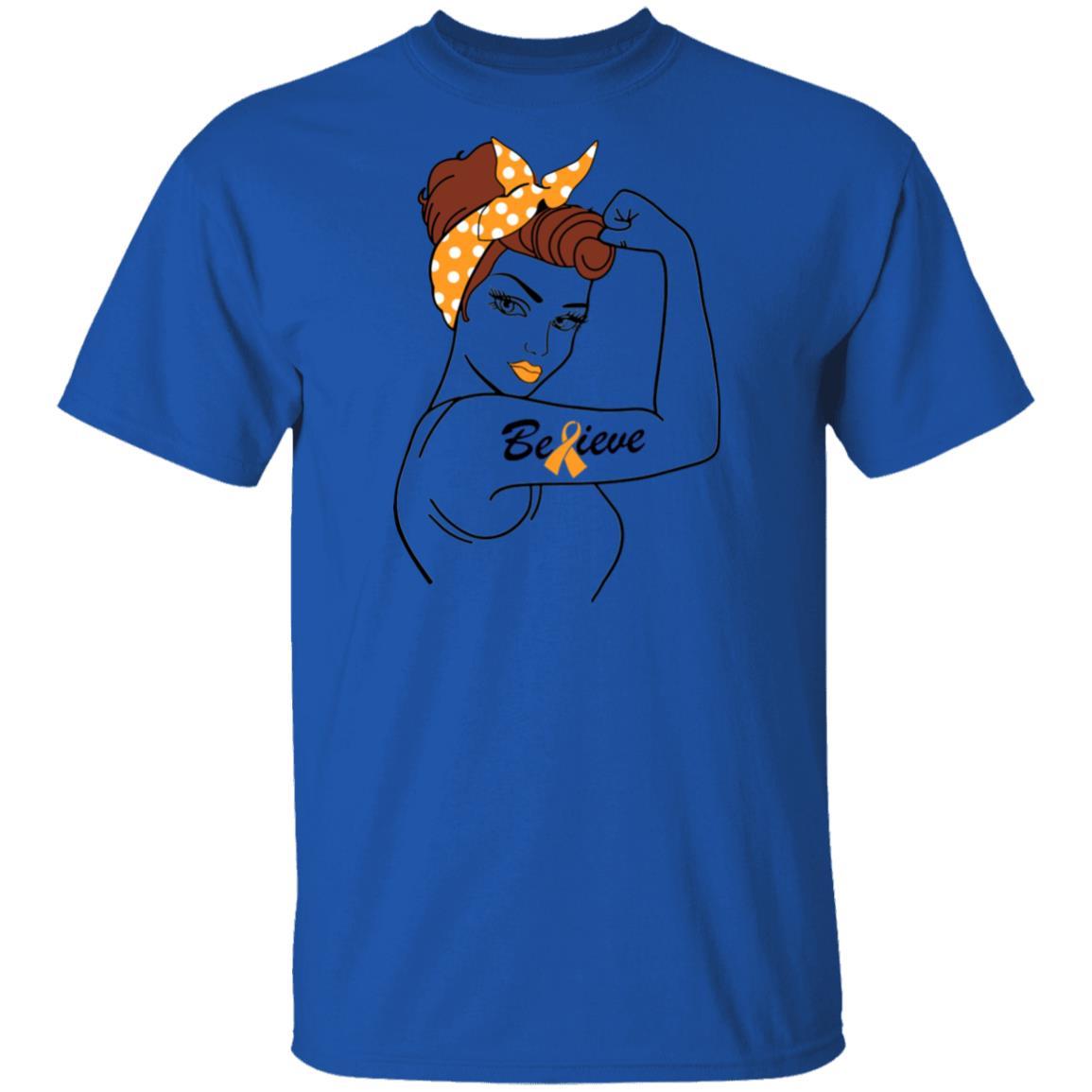 Support MS Leukemia Awareness Warrior Believe-T-Shirt & Hoodie-Classic T-Shirt-Royal
