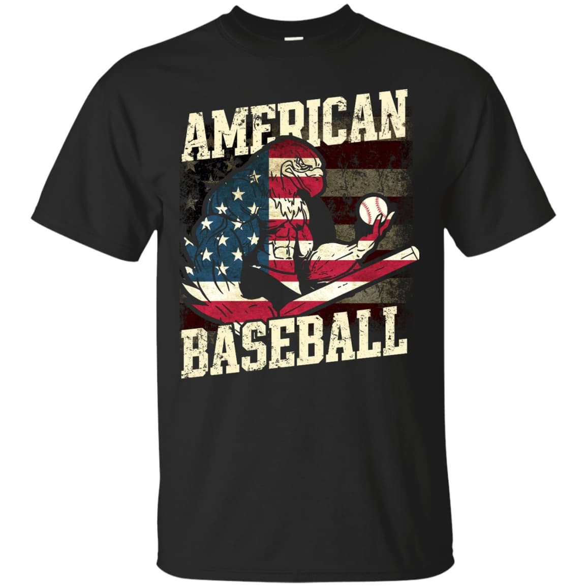 Badass Eagle American Baseball-T-Shirt & Hoodie-Classic T-Shirt-Black