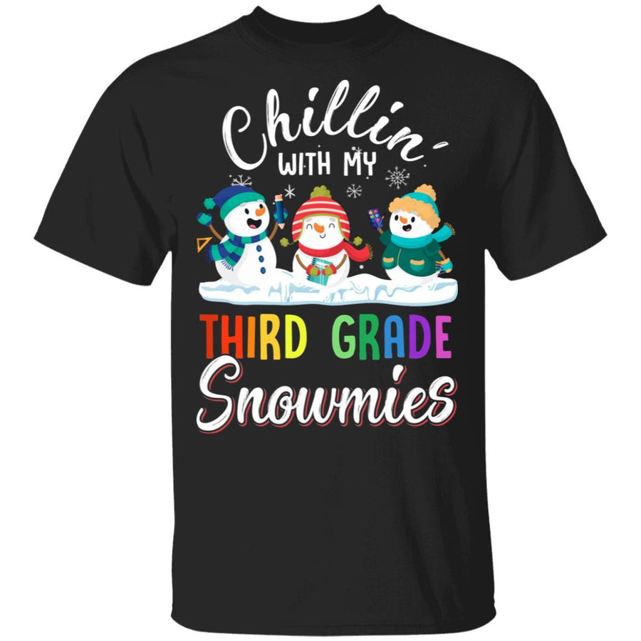 Chillin' With Third Grade Snowmies Christmas Teacher Gifts-T-Shirt & Sweatshirt-Classic T-Shirt-Black