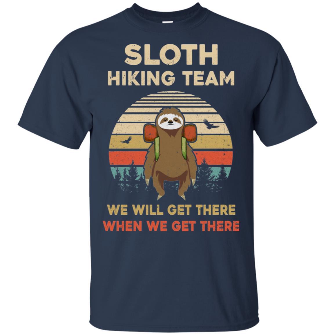 Vintage Funny Sloth Hiking Team We Will Get There-T-Shirt & Hoodie-Classic T-Shirt-Navy