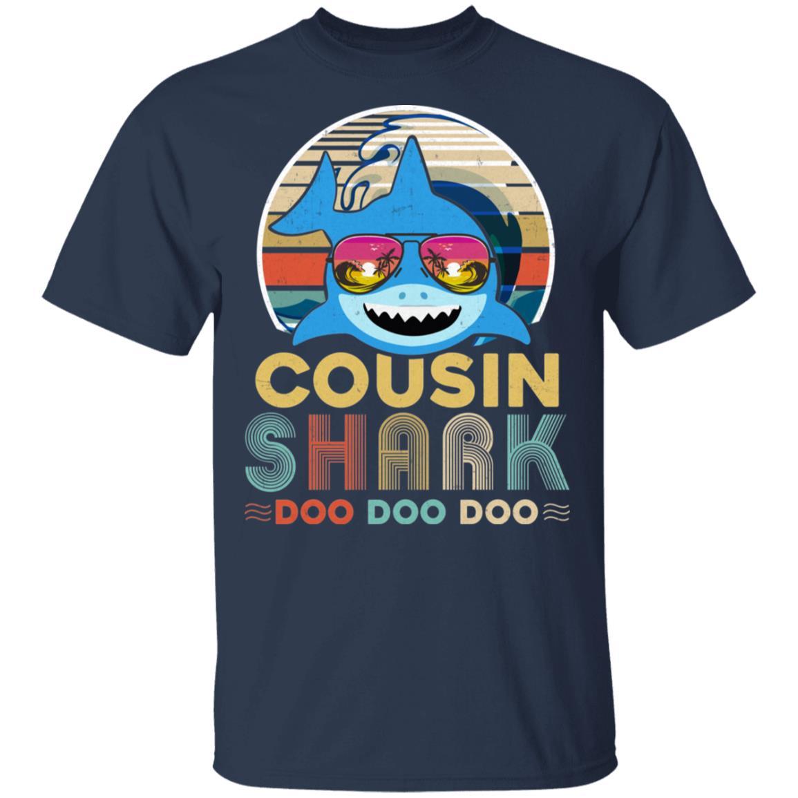 Retro Vintage Cousin Shark Doo Doo Doo-T-Shirt & Hoodie-Classic T-Shirt-Navy