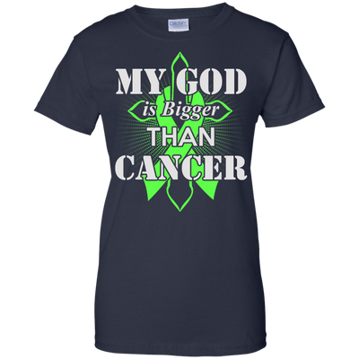 My God Is Bigger Than Cancer Green Awareness Ribbon-T-Shirt & Hoodie-Women's T-Shirt-Navy