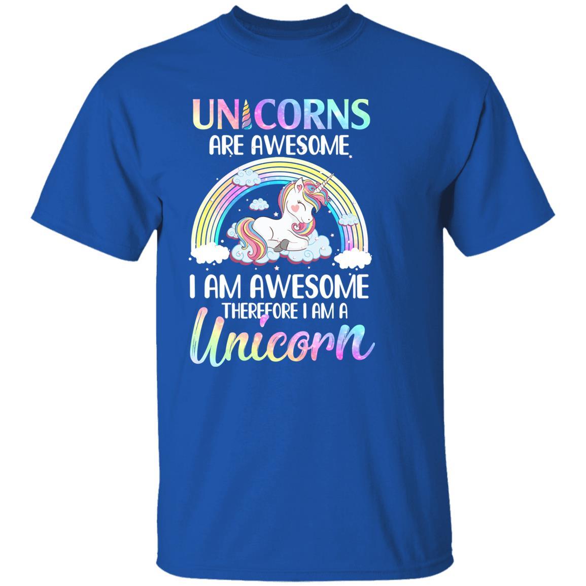 Unicorns Are Awesome I Am Awesome Therefore I Am A Unicorn Youth-Youth Shirt-Youth T-Shirt-Royal
