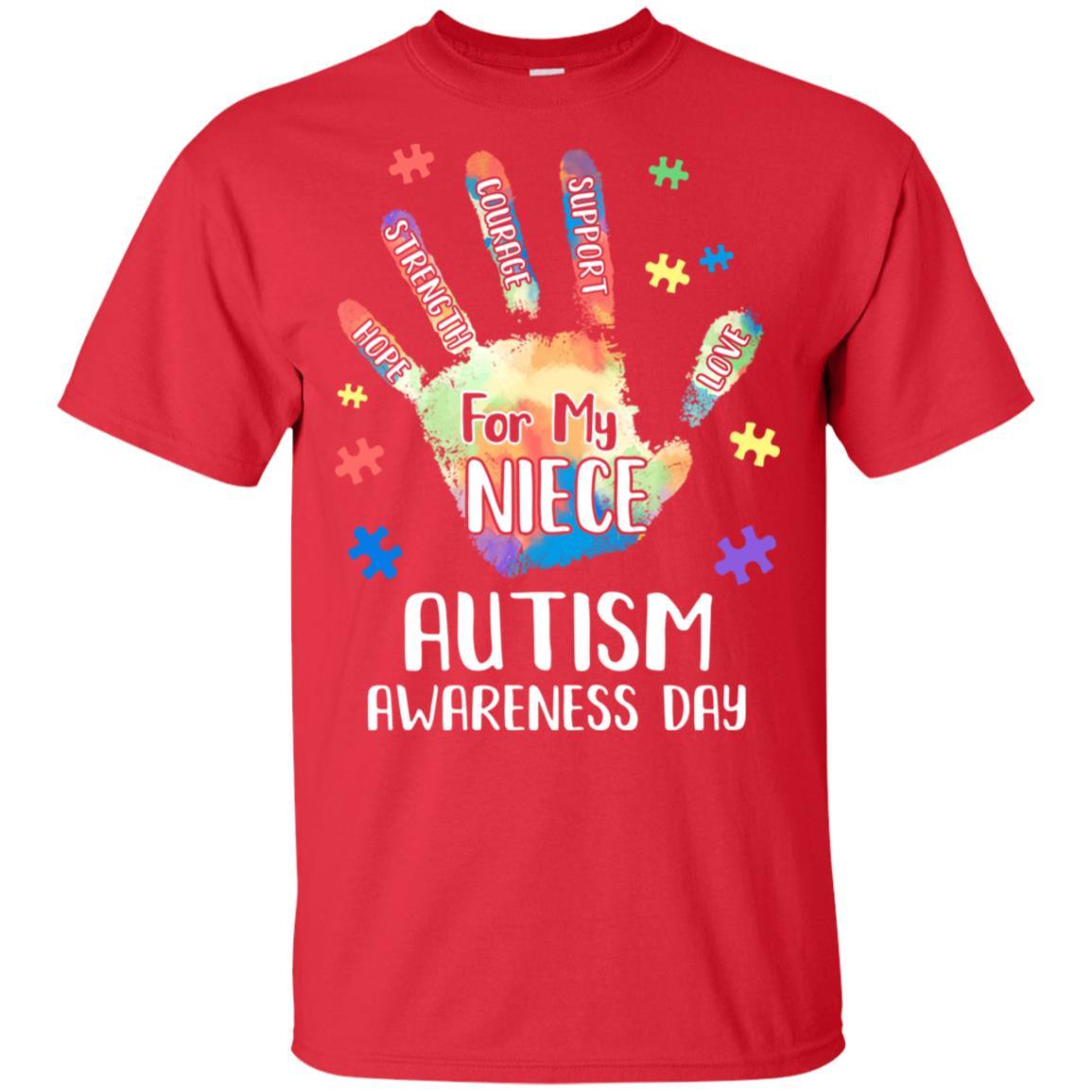 Support Autism Awareness For My Niece Puzzle Gift-T-Shirt & Hoodie-Classic T-Shirt-Red