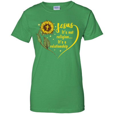 Sunflower Jesus It's Not A Religion It's A Relationship-T-Shirt & Hoodie-Women's T-Shirt-Irish Green