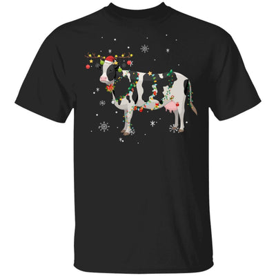 Funny Cow Reindeer Christmas Lights Pajama-T-Shirt & Sweatshirt-Classic T-Shirt-Black