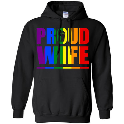 Proud Wife Lesbian Pride Month LGBT-T-Shirt & Hoodie-Pullover Hoodie-Black