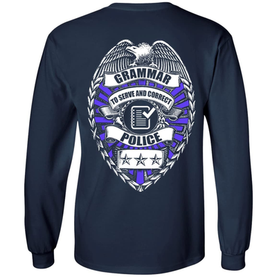 Grammar To Serve And Correct Police-T-Shirt & Hoodie-Long Sleeve T-Shirt-Navy