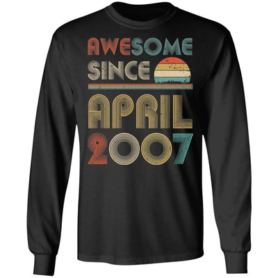 Awesome Since April 2007 Vintage 14th Birthday Gifts-T-Shirt & Hoodie-Long Sleeve T-Shirt-Black